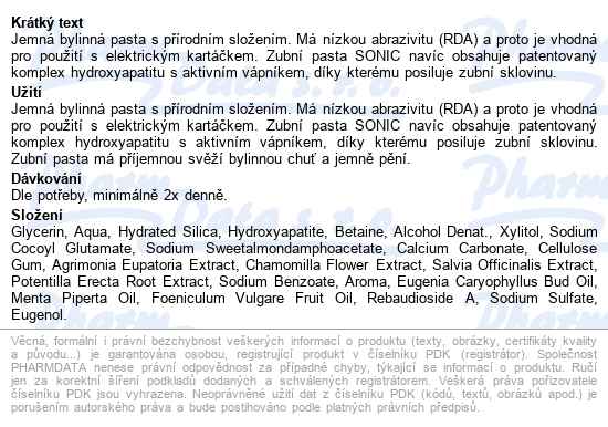 Herbadent Sonic speciální zubní pasta 75 g - popis