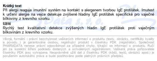 Imutest Autotest na alergie Vejce - popis