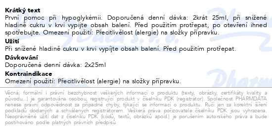 GlucoStep jahoda První pomoc při hypoglykémii 25 ml - popis
