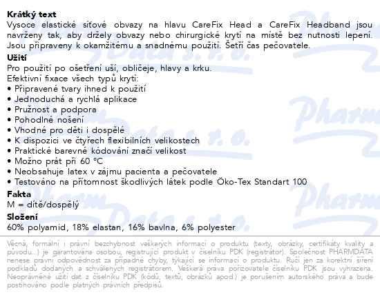 Carefix Head elastický síťový obvaz vel M 10 ks - popis
