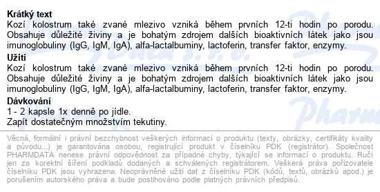 Edenpharma Kozí kolostrum 30 kapslí - popis