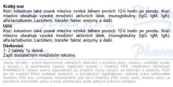 Edenpharma Kozí kolostrum junior 30 tablet - popis