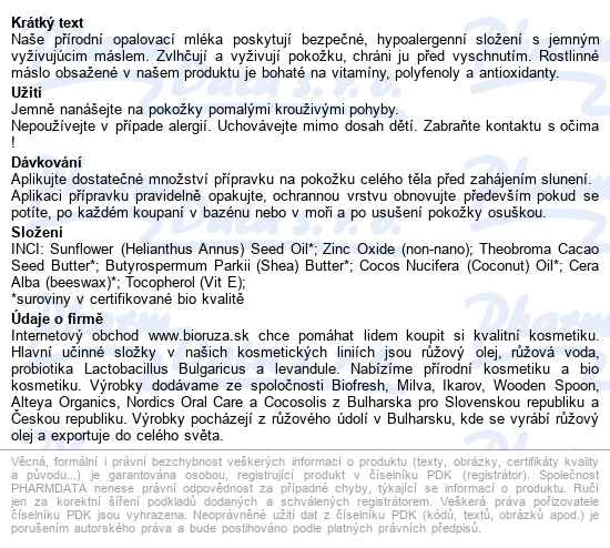 Woodenspoon Opalovací tělové mléko SPF50 100 ml - popis