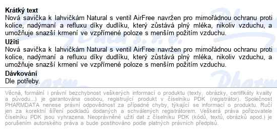 Avent Natural Response láhev s ventilem AirFree 260 ml 1m+ medvěd - popis