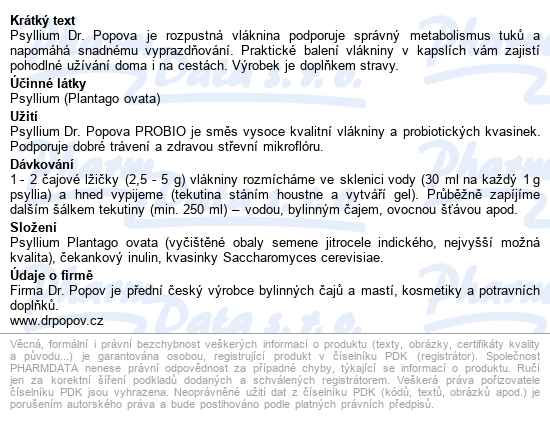 Dr.Popov Psyllium probio 170 g - popis