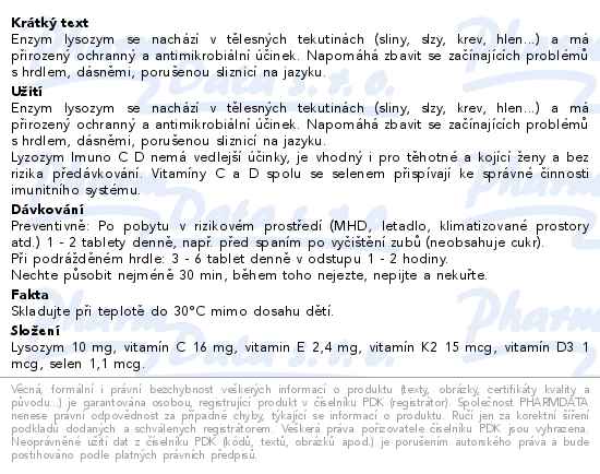 Lyzozym Imuno C D se Selenem a vitamíny E a K žvýkací tablety 40 ks - popis