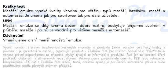 Emma Fit Karlovarská masážní emulze 1000 ml - popis