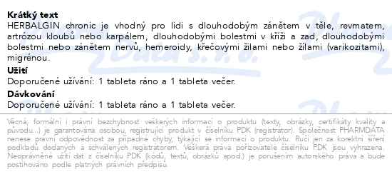 Pharco Herbalgin chronic 60 tablet - popis