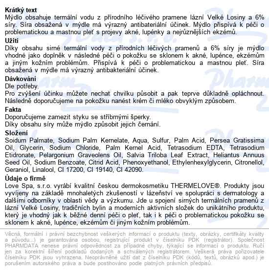 Thermelove Mýdlo Se Sírou 100g - popis