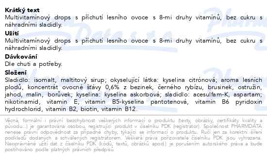 Vivil Lesní plody multivitamínové bonbóny bez cukru 120 g - popis