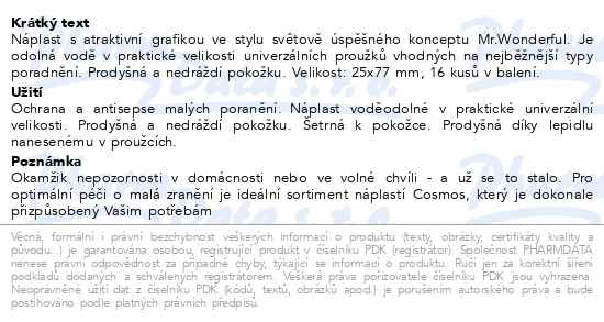 Cosmos Náplasti Mr.Wonderful Stay happy! 16 kusů - popis
