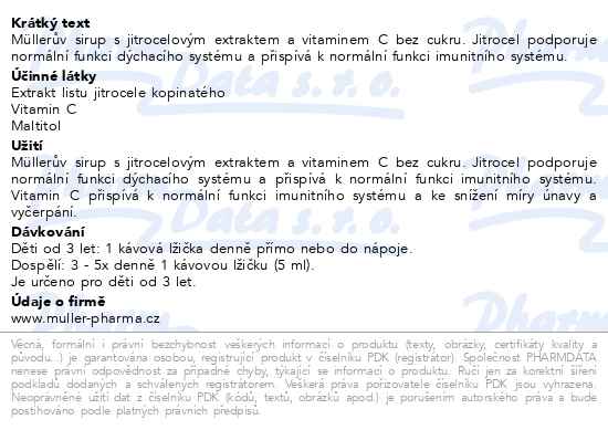 Dr. Müller Müllerův sirup s jitrocelem a vitaminem C bez cukru 245 ml - popis