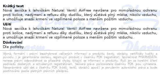 Avent Natural Response láhev s ventilem AirFree 125 ml 0m+ - popis
