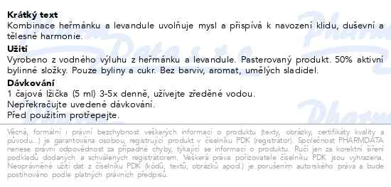 Leros Sirup Levandulové zklidnění 250 ml - popis