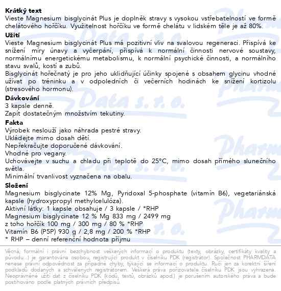 Vieste Magnesium bisglycinát + vitamín B6 90 kapslí - popis