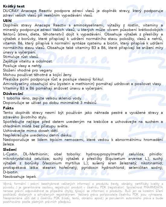 Ducray Anacaps Reactiv 30 kapslí - popis