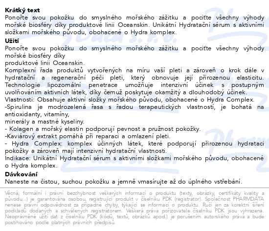 Sesderma Oceanskin Hydratační sérum 30 ml - popis