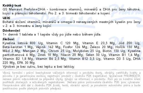 GS Mamavit 2 Těhotenství a kojení 30 tablet + 30 kapslí - popis