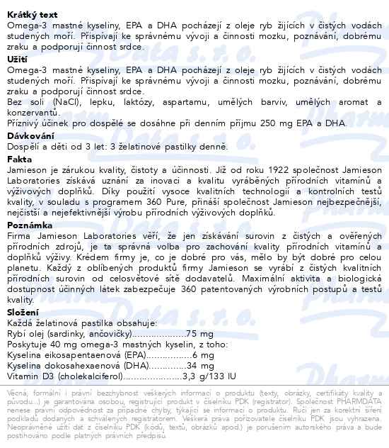 Jamieson Gummies Omega-3 90 želatinových pastilek - popis