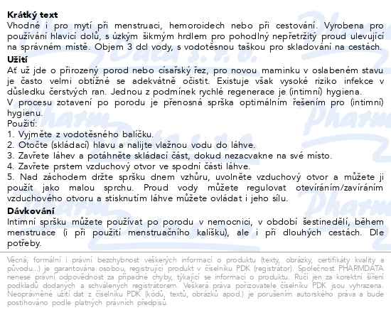 Momcare Intimní sprška a cestovní obal - popis