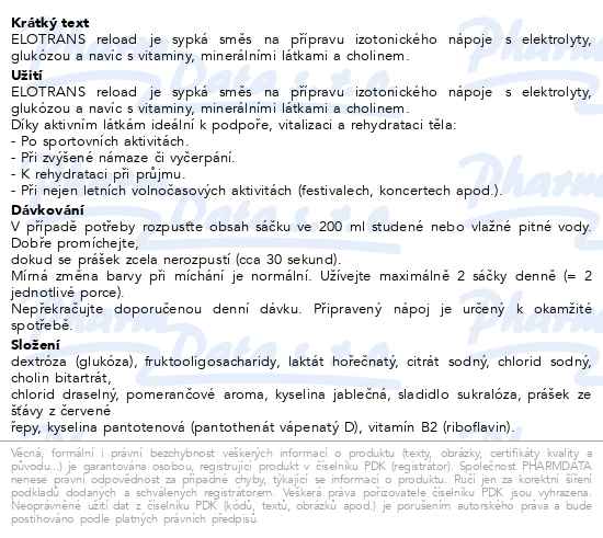 Elotrans reload 15 sáčků - popis