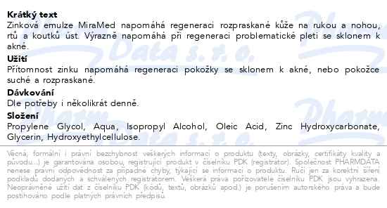 Miramed Regenerační zinková emulze 150 ml - popis