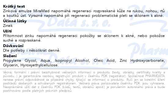 Miramed Regenerační zinková emulze 50 ml - popis
