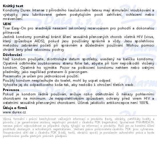 Durex Intense prezervativ 10 ks - popis