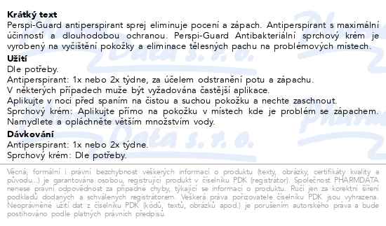 Perspi-Guard Antiperspirant ve spreji 30 ml a Antibakteriální sprchový krém 200 ml - popis