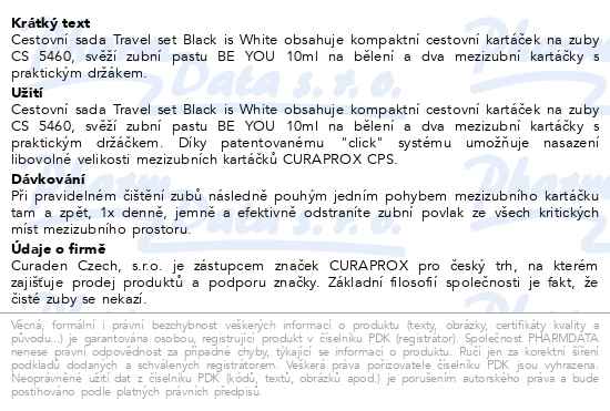 Curaprox Travel set Black is white - popis