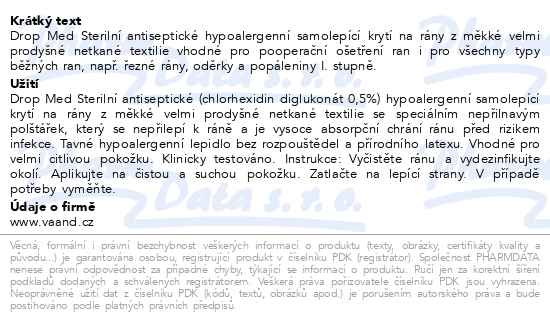 Drop Med rychloobvaz sterilní antiseptický 10x6 cm 5 ks - popis
