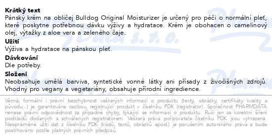 Bulldog Original Moisturiser pleťový krém 100 ml - popis