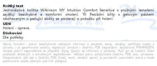 Wilkinson my Intuition comfort sensitive 12 kusů Výhodné balení - popis