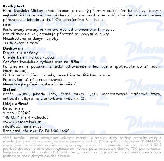 Hami Kapsička Mickey jahoda banán 110 g od 6 měsíců - popis