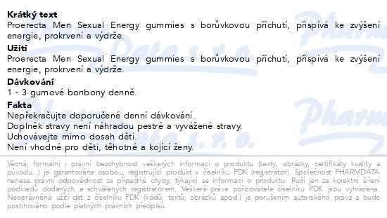 Proerecta Men sexual energy gummies 60 bonbonů - popis