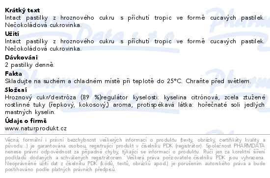 Intact hroznový cukr Tropic 40g - popis