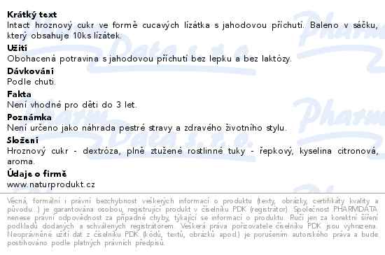 Intact hroznový cukr lízátka jahodová 10ks - popis