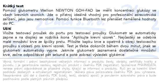 Wellion Newton GDH-FAD glukometr, kompletní set - popis
