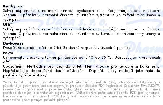 Pastilky se šalvějí 24 ks Agmed - popis