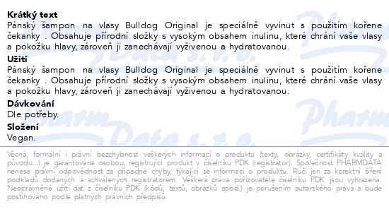 Bulldog Original Shampoo šampon na vlasy 300 ml - popis