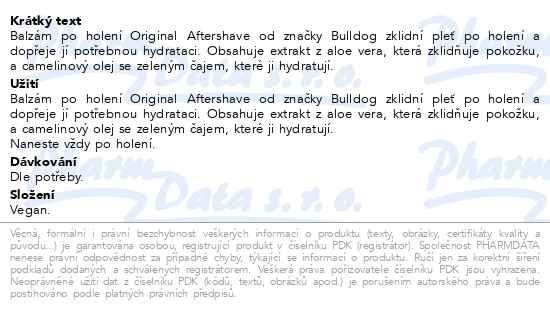 Bulldog Original Aftershave balm balzám po holení 100 ml - popis