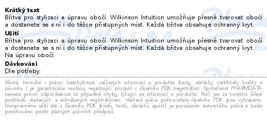 Wilkinson Intuition Perfect Finish břitva na obočí 3ks - popis