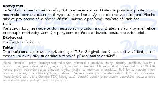 Tepe Mezizubní kartáčky 5 zelené 0,8 mm v papírové krabičce 6 kusů - popis