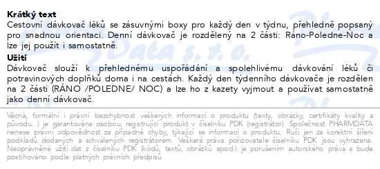 Simplymed Týdenní dávkovač léků Travel max - popis