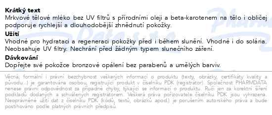 Vivaco Mrkvové tělové mléko Natural bronz 150 ml - popis
