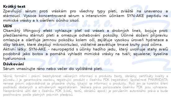 Vivaderm Syn-Ake peptide zpevňující sérum 30 ml - popis