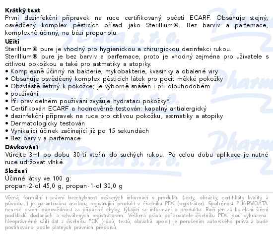 Sterillium pure dezinfekce rukou 5l - popis