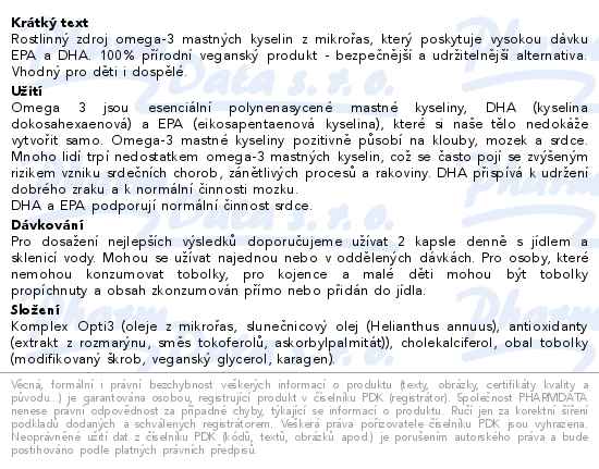 Vegetology Omega-3 EPA&DHA + vitamín D3 60 kapslí - popis