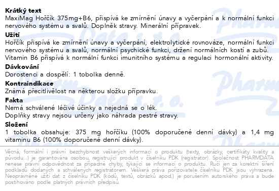 Maximag Hořčík 375 mg+B6 100+50 tobolek Dárkové balení - popis