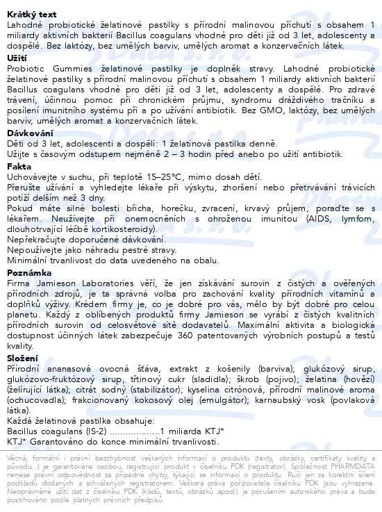 Jamieson Probiotic 45 želatinových pastilek - popis